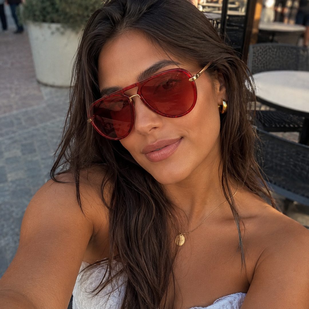 Clienta de Glamora con sus gafas